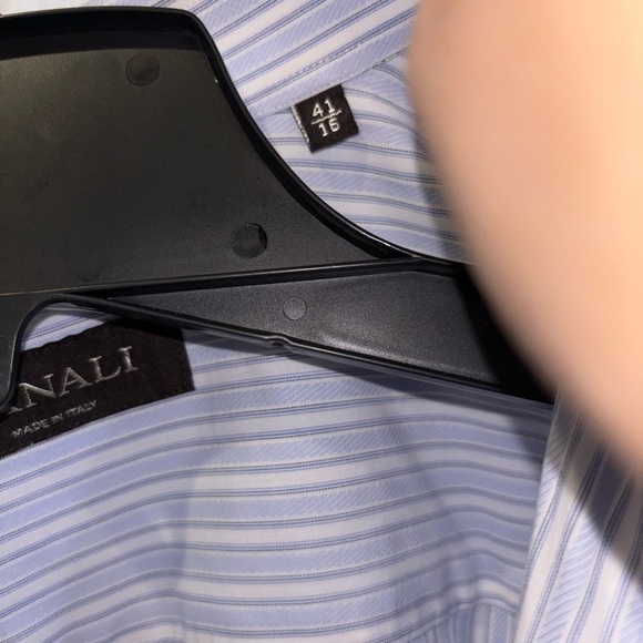 Canali Dress Shirt Mens 16 41 Blue Striped Long Sleeve Button Up Blue​ - Picture 4 of 14